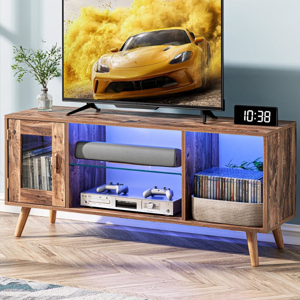 Tv-meubel van hout, kleur naturelbruin