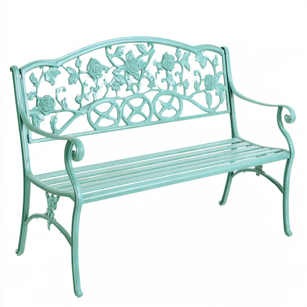 Opbergbank met aluminium frame, kleur groen