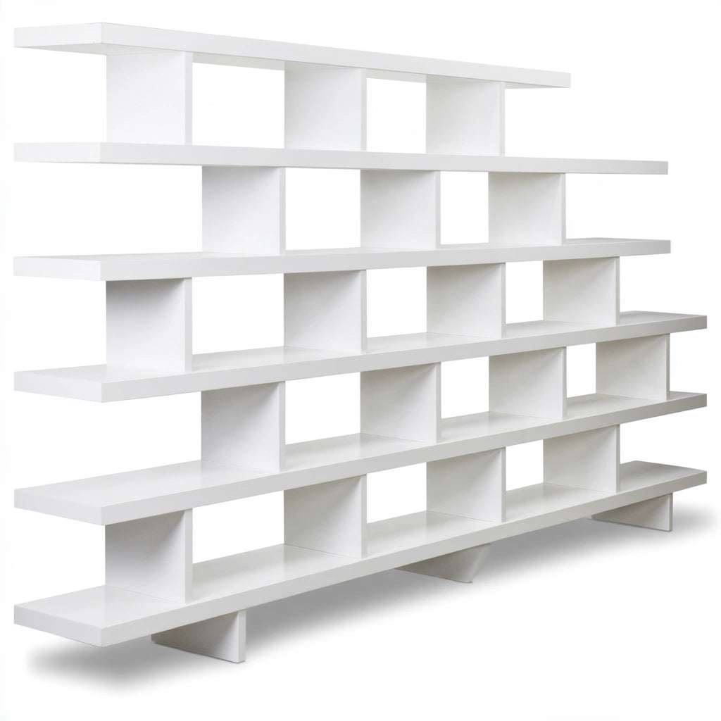 Boekenkast met vijf niveaus, kleur wit