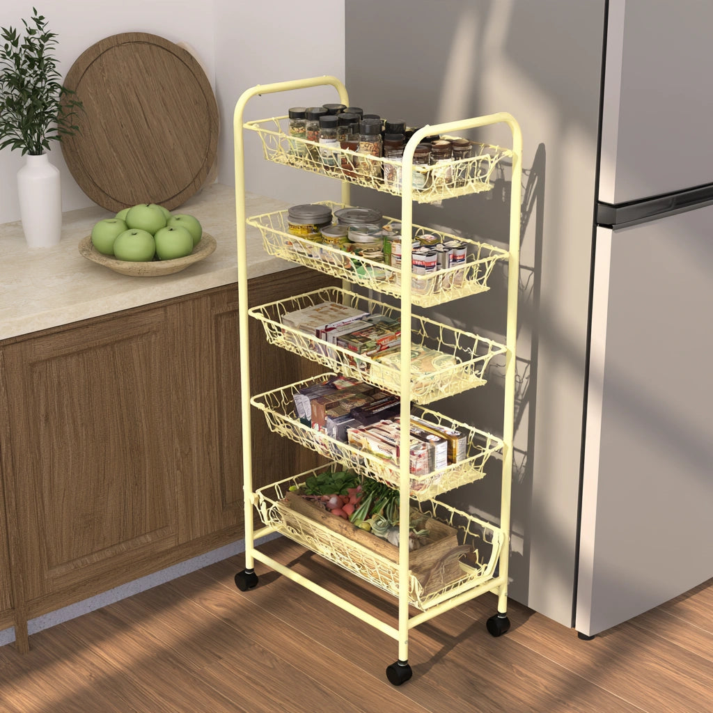 Bureau-organizer op wielen, met vijf niveaus, kleur crème
